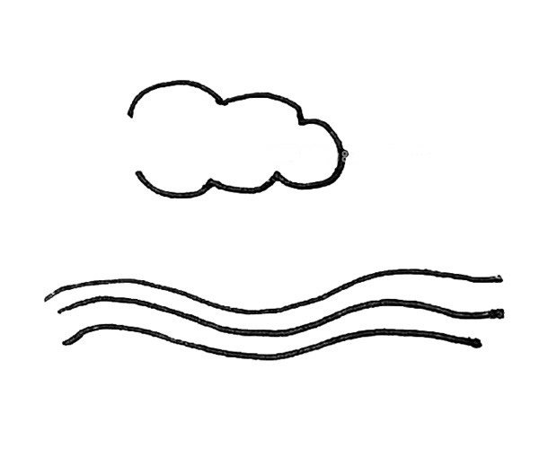 海浪简笔画步骤教程