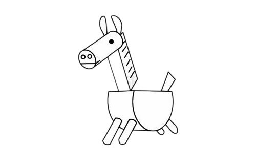 小木马简笔画图片步骤五