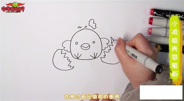 小鸡破壳简笔画