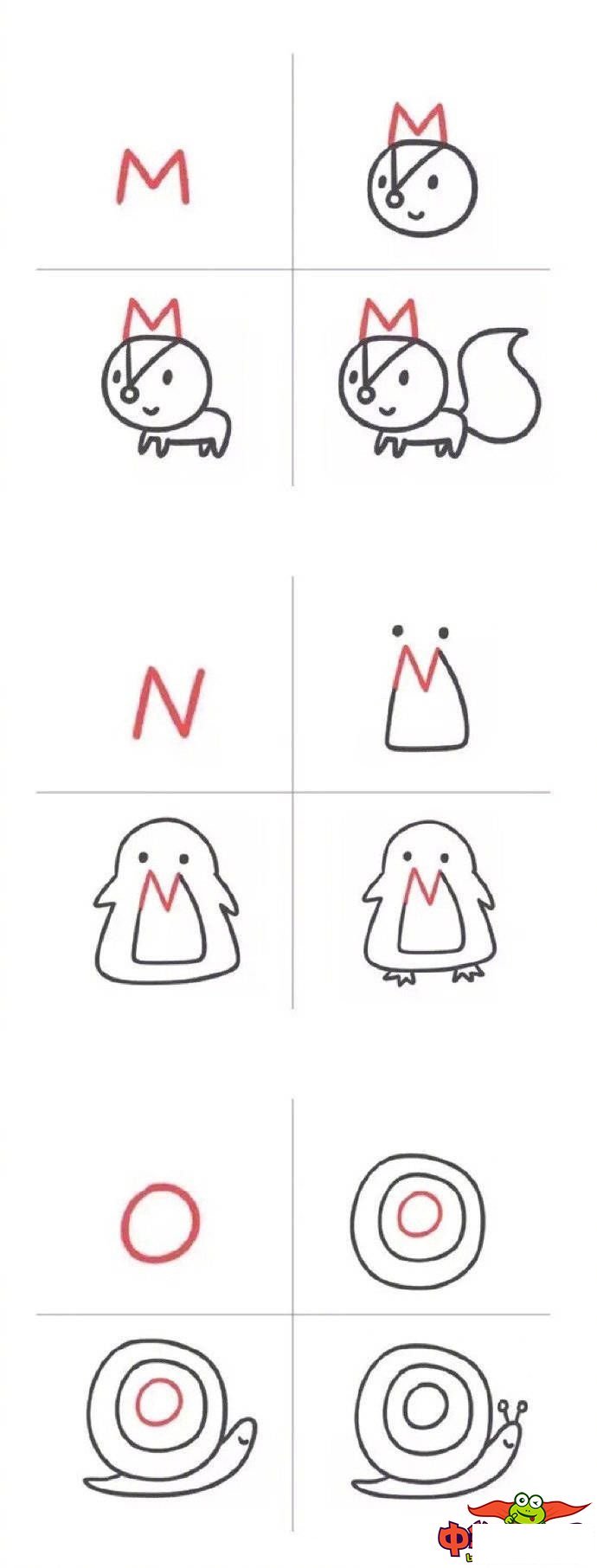 26个字母创意画简笔画，26个字母的卡通简笔画