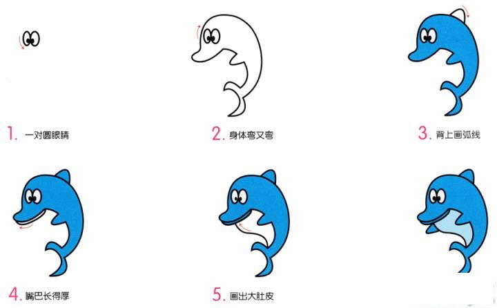 简笔画小海豚的具体步骤图示