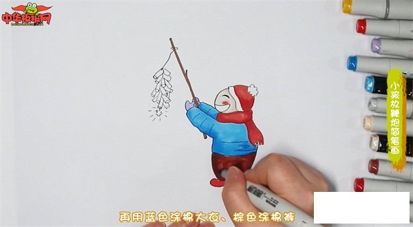 小孩放鞭炮简笔画