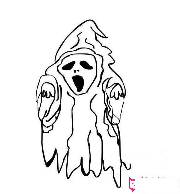万圣节简笔画，黑白无常幽灵简笔画