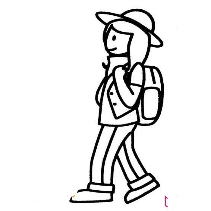 背书包的女孩简笔画