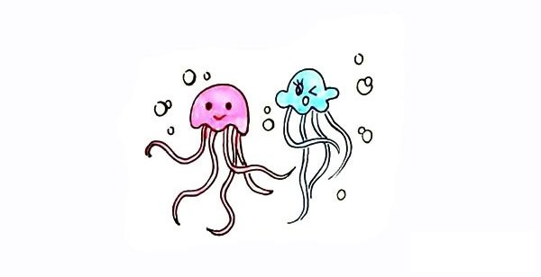 卡通水母简笔画