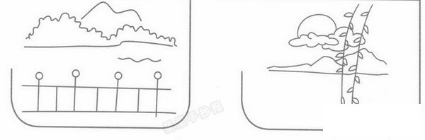 湖畔风景简笔画
