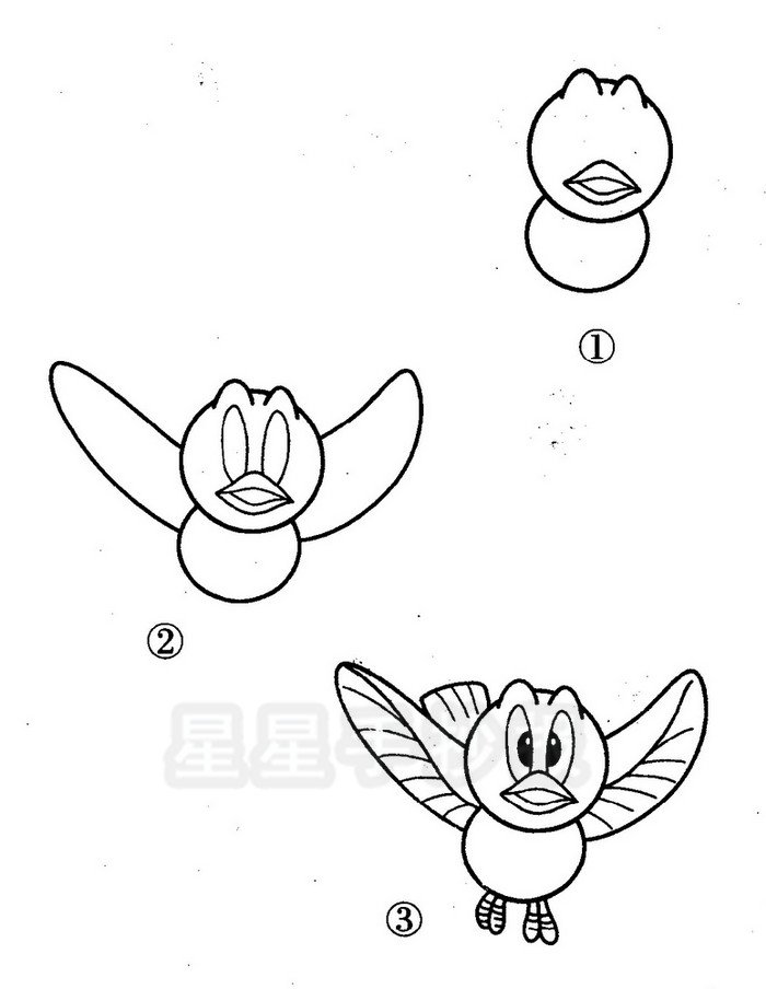 飞翔的鸟简笔画图片