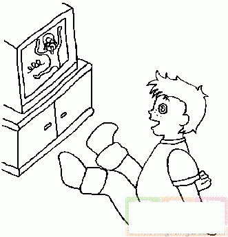 男孩在看电视简笔画