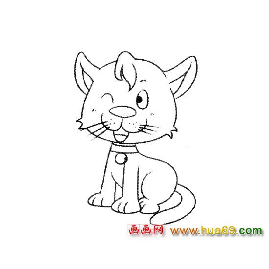 简笔画：眨眼睛的猫咪