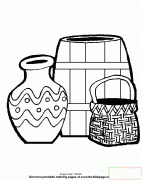 井旁边的酒缸和菜篮简笔画