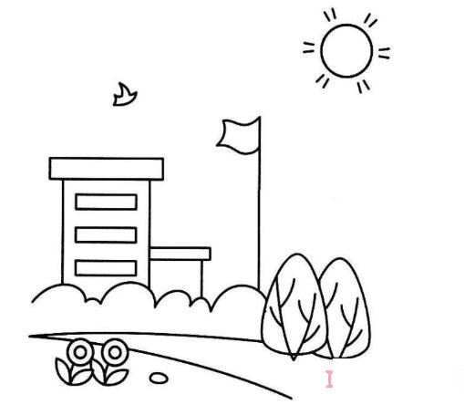 幼儿园学校怎么画简单好看 学校简笔画图片