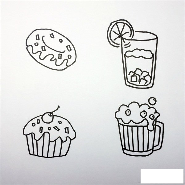 食物简笔画图片大全，可爱小零食简笔画