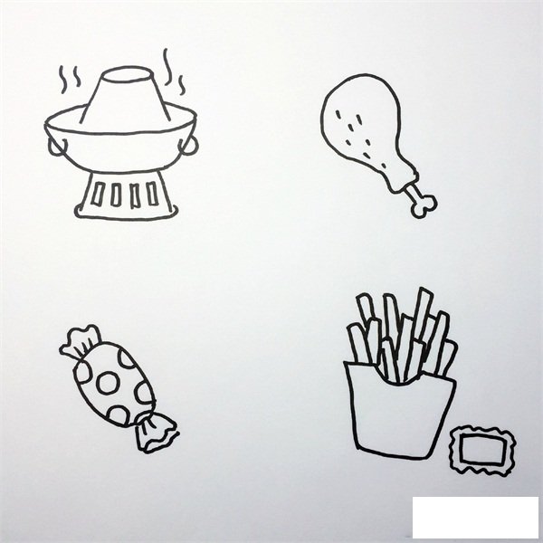 食物简笔画图片大全，可爱小零食简笔画