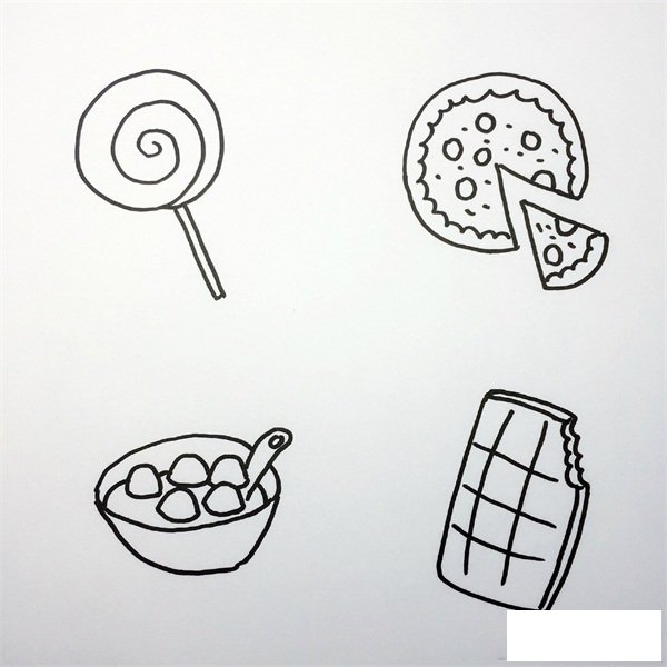 食物简笔画图片大全，可爱小零食简笔画
