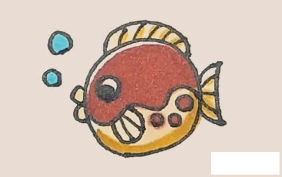河豚简笔画的画法步骤图