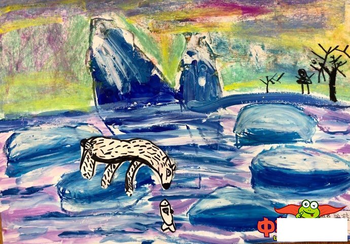 关于北极熊的儿童画图片，超可爱的北极熊