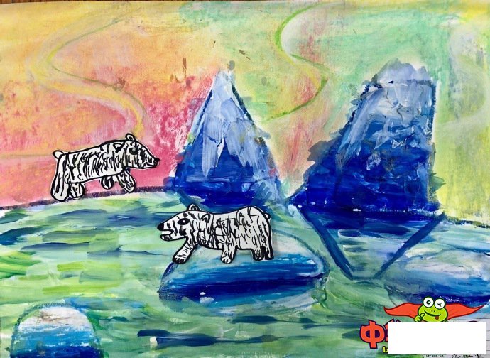 关于北极熊的儿童画图片，超可爱的北极熊