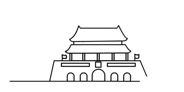 国庆节简笔画_国庆节主题天安门和国旗简笔画步骤图