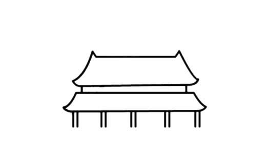 国庆节简笔画_国庆节主题天安门和国旗简笔画步骤图