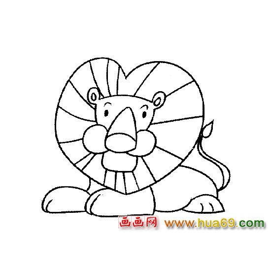 动物简笔画：卧倒的狮子1