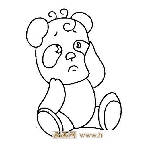 动物简笔画：思考的小熊猫