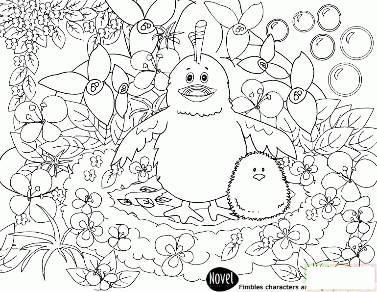 小鸟在花丛中简笔画