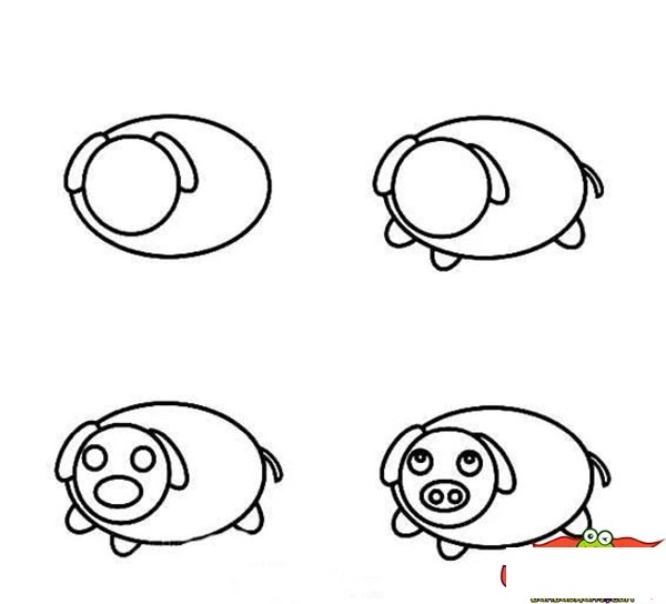 可爱的猪怎么画简笔画，猪简笔画图片大全步骤