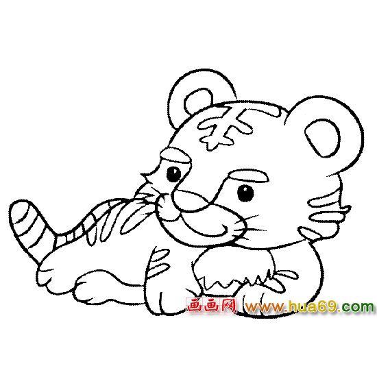 睡觉的小老虎│动物简笔画1