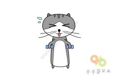 举哑铃的猫简笔画步骤图