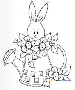 兔子穿花衣简笔画2