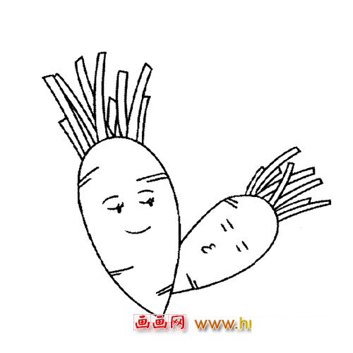简笔画：萝卜爸爸和萝卜儿子