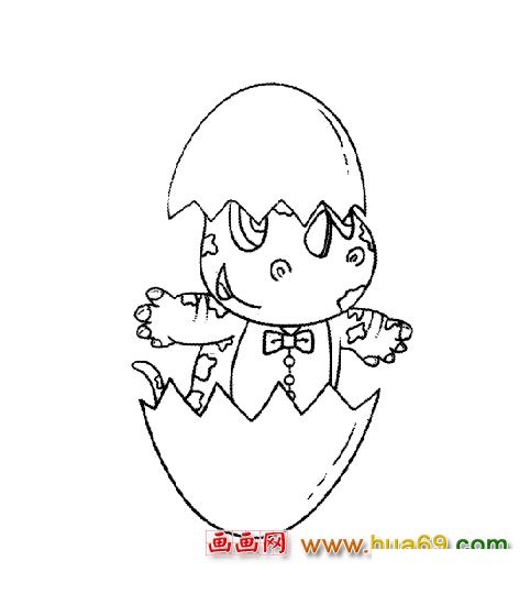 简笔画：蛋壳出来的小恐龙2