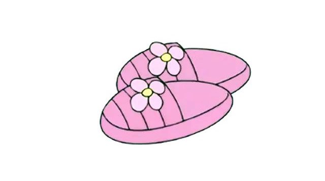 儿童学画粉色拖鞋简笔画步骤教程