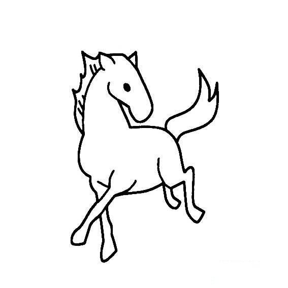 骏马的简单画法儿童学画动物