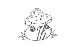 可爱的蘑菇屋简笔画步骤图解教