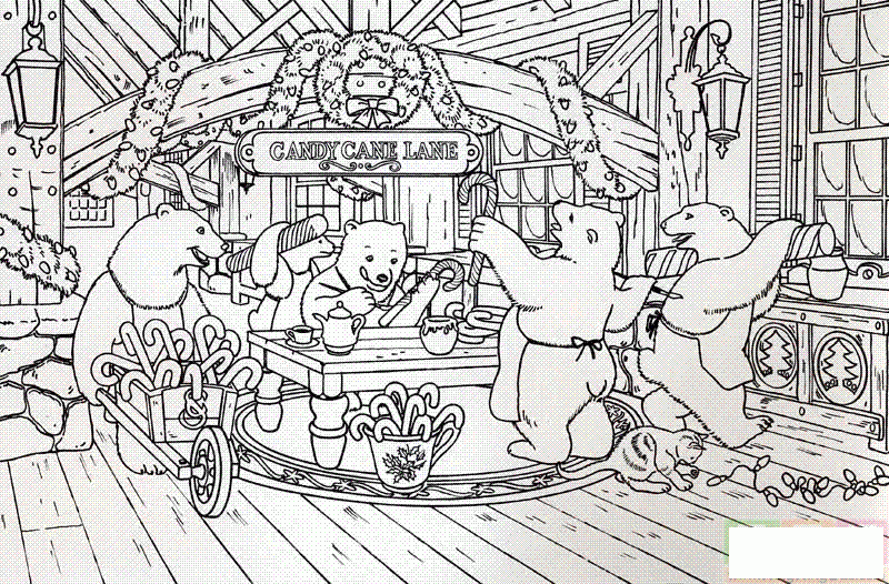 木匠小熊一家简笔画