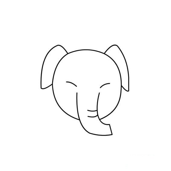 大象的头部简笔画法