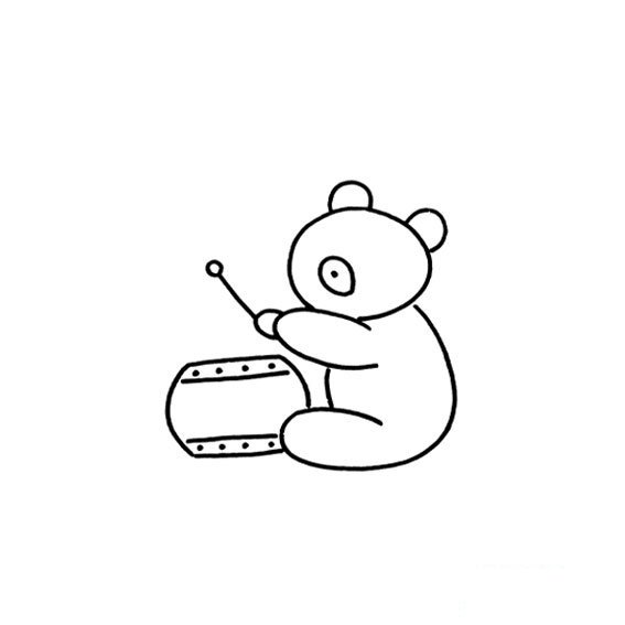 小熊猫在打鼓的画法