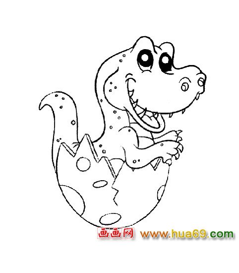 简笔画：蛋壳出来的小恐龙1