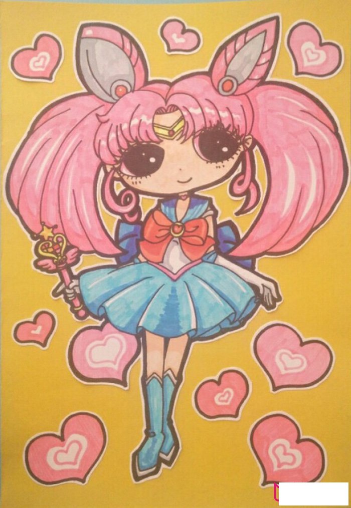 美少女战士儿童画，漂亮的小姑娘儿童画图片
