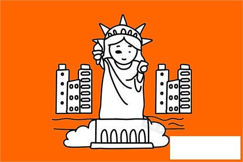 美国自由女神像简笔画图片