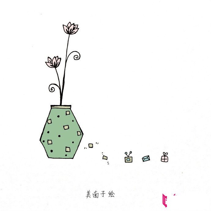 唯美小清新简笔画大全，可爱的植物盆栽简笔画