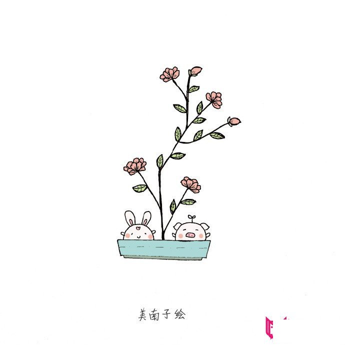 唯美小清新简笔画大全，可爱的植物盆栽简笔画