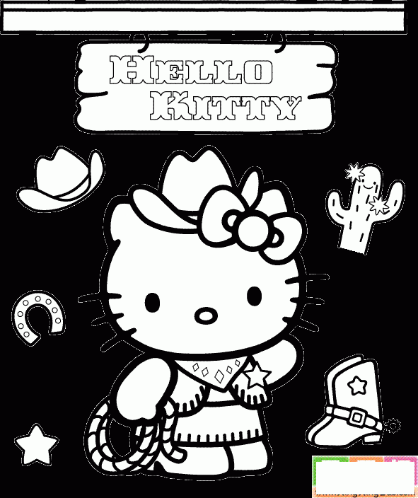 KITTY猫拿着绳子简笔画