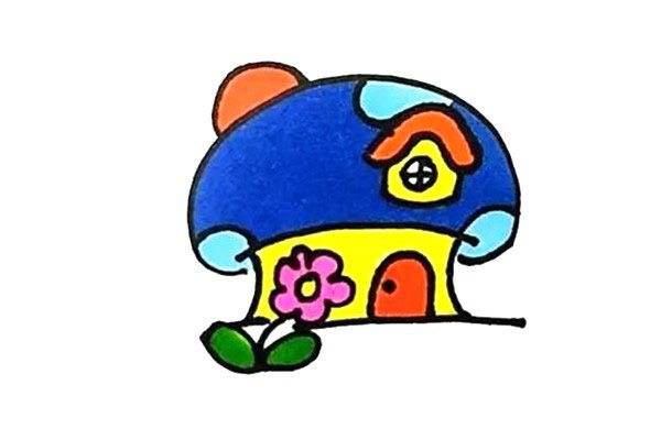 蘑菇房子简笔画步骤图