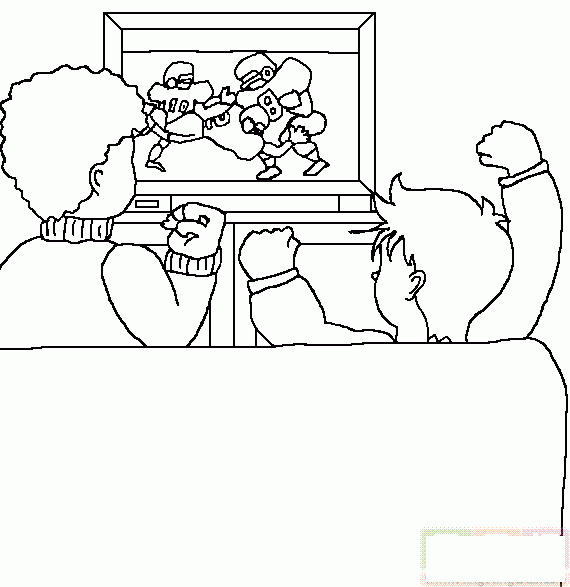 两个男孩在看橄榄球比赛简笔画