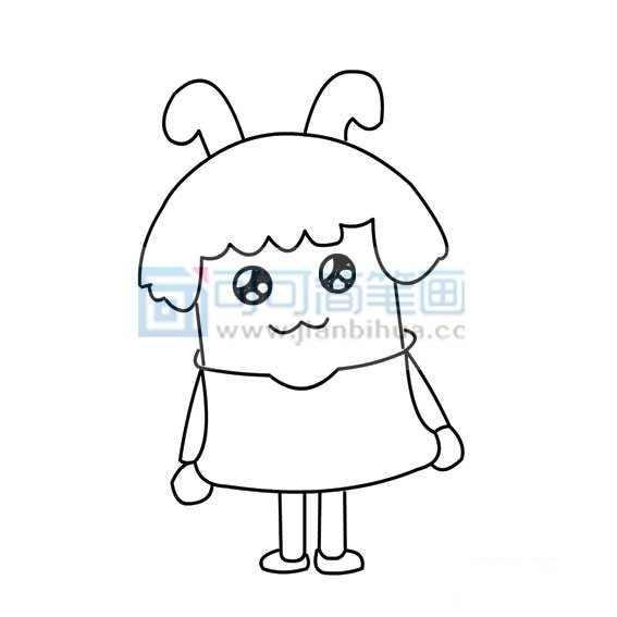 喏喏族仔仔女的简单画法1