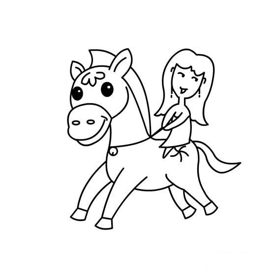 马上有美女的简笔画法