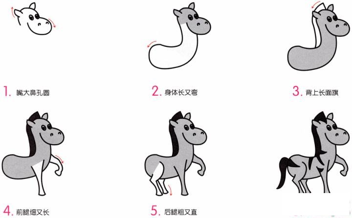 简笔画小斑马的具体步骤图示