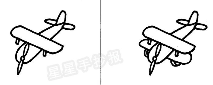 双翼老式飞机简笔画
